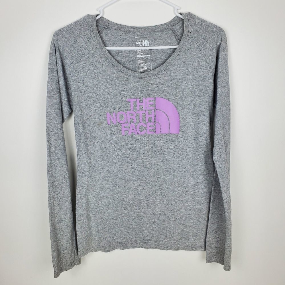 THE NORTH FACE Classic Fit Long Sleeve Graphic Logo Shirt Scoop Neck Womens XS